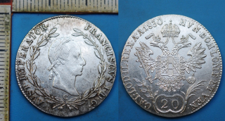 1830 C - 20 krejcar, stříbro - František I., pěkný
