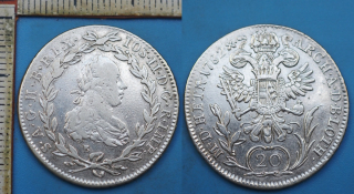 1782 B - 20 krejcar, stříbro - Josef II.