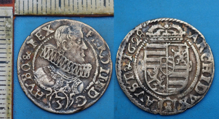 1628 PH - 3 krejcar, stříbro - Ferdinand III., Kladsko, Hema