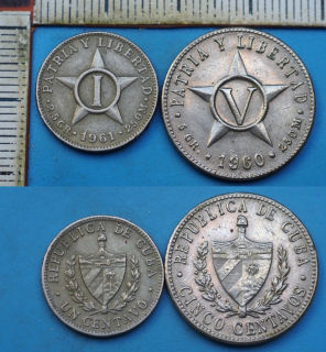 1960,61 - 1 a 5centavos - 2x Kuba