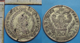 1755 PR - 20 krejcar, stříbro - František Lotrinský, Praha, Schaumberger