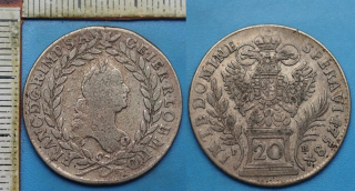 1758 PR - 20 krejcar, stříbro - František Lotrinský, Praha, Erdmann