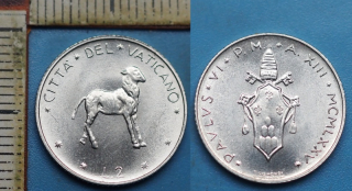 1975 - 2 liry - Pavel VI., Vatikán