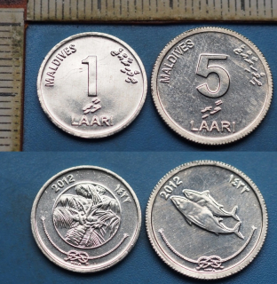 2012 - 1 a 5 laari - 2x Maledivy