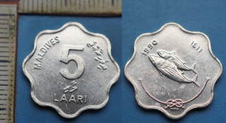 1990 - 5 laari - Maledivy