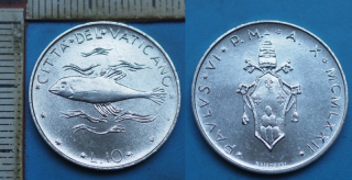 1972 - 10 lir - Pavel VI., Vatikán
