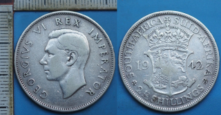 1942 - 2,5 shillings, stříbro - Jiří VI., Britská Jižní Afrika