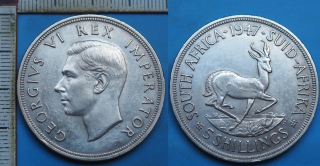 1947 - 5 shillings, stříbro - Jiří VI., Britská Jižní Afrika