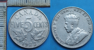 1922 - 5 cents - Kanada, Jiří V.