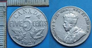 1929 - 5 cents - Kanada, Jiří V.