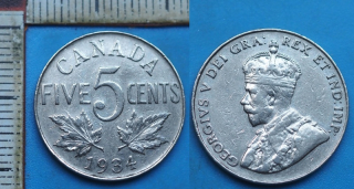 1934 - 5 cents - Kanada, Jiří V.
