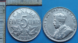 1936 - 5 cents - Kanada, Jiří V.