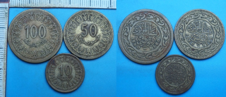 1960 - 10 a 50 a 100 milim - 3x Tunis