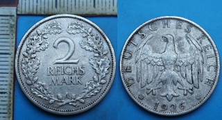 1926 A - 2 reichsmark, stříbro - Německo, Weimar