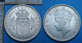 1937 - half crown, stříbro - Britská Jižní Rhodésie, Jiří VI.