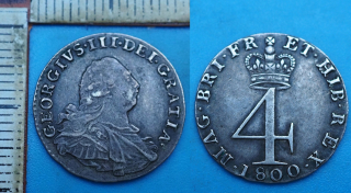 1800 - 4 pence, stříbro - Jiří III., Velká Británie, pěkná