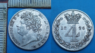 1826 - 4 pence, stříbro - Jiří III., Velká Británie, Maundy edice, 2376 ks, nádherná
