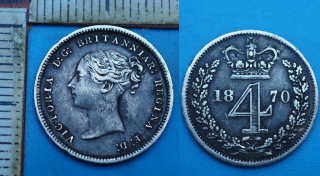1870 - 4 pence, stříbro - Victoria, Velká Británie, Maundy edice, 4569 ks, pěkná