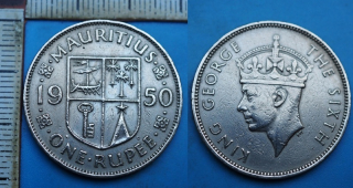 1950 - 1 rupee - Jiří VI., Britský Mauritius