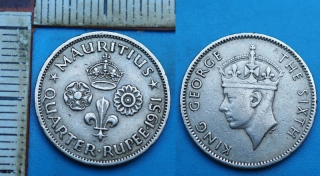 1951 - quarter rupee - Jiří VI., Britský Mauritius
