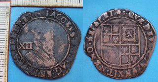 1607–1613 - shilling, stříbro - Jakub I., Anglie