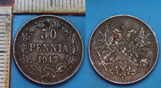 1917 S - 50 pennia, stříbro - Finsko