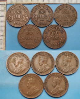 1929, 32,3,5,6 - 1 cent - 5x Kanada, Jiří V.
