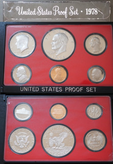1978 - sada mincí USA, PROOF - 6 ks, papírový obal, certifikát