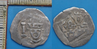 1277-1296 - Pfennig, stříbro - Bavorsko, Otto III. Bavorský a biskup Jindřich II., minc. Regensburg
