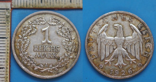 1926 A - 1 mark, stříbro - Německo, Weimar