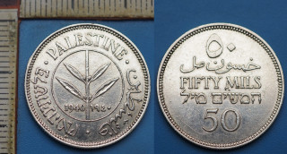 1940 - 50 mils, stříbro - Palestina