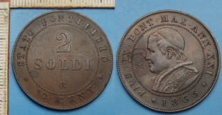 1866 R / XXI - 2 soldi - Pius IX., Vatikán