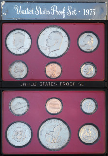 1975 - sada mincí USA, PROOF - 6 ks, papírový obal