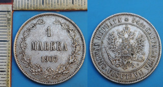1907 L - 1 markka, stříbro - Finsko pod Ruskem