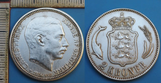 1916 VBP - 2 kroner, stříbro - Christian X., Dánsko, krásná