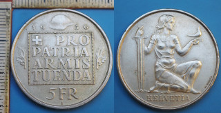 1936 B - 5 francs, stříbro - Švýcarsko