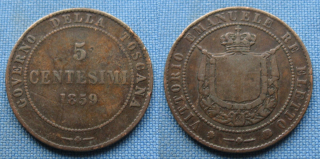 1859 - 5 centesimi - Vittorio Emanuele - Toskánsko