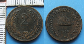 1895 - 2 fillér - František Josef I.
