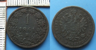 1861 B - 1 krejcar - František Josef I.