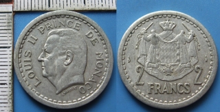 1943 - 5 francs - Louis II., Monako