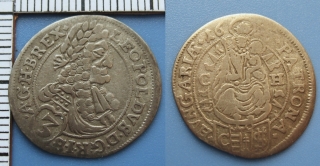 1696 CH - 3 krejcar, stříbro - Leopold I., Bratislava, Ch. Hunger