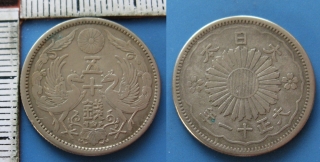 1922 - 50 sen, stříbro - Japonsko, Yoshihito