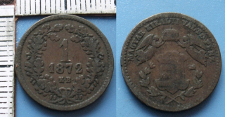 1872 KB - 1 krejcar - František Josef I., pěkný