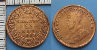 1913 - 1/4 anna - Britská Indie, Jiří V.