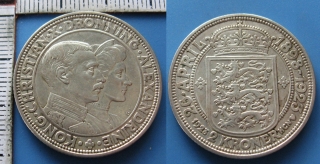 1923 HCN - 2 kroner, stříbro - Dánsko, král Christian a královna Alexandrine, krásná