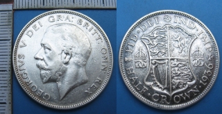 1936 - half crown, stříbro - Velká Británie, Jiří V.