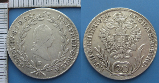 1787 B - 20 krejcar, stříbro - Josef II.