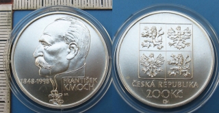 1998 - 200 Kč, stříbro - 150. výročí narození Františka Kmocha