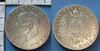1914 D - 3 mark, stříbro - Ludwig III., Bavorsko