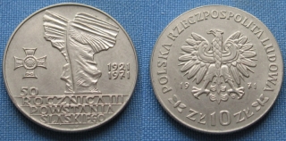 1971 - 10 zlotych - 50 rocznica III powstania slaskiego, Polsko